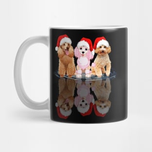 Shadow Poodle Dog Christmas Sweatershirt Cute Poodle Santar Hat Gift T-Shirt Mug